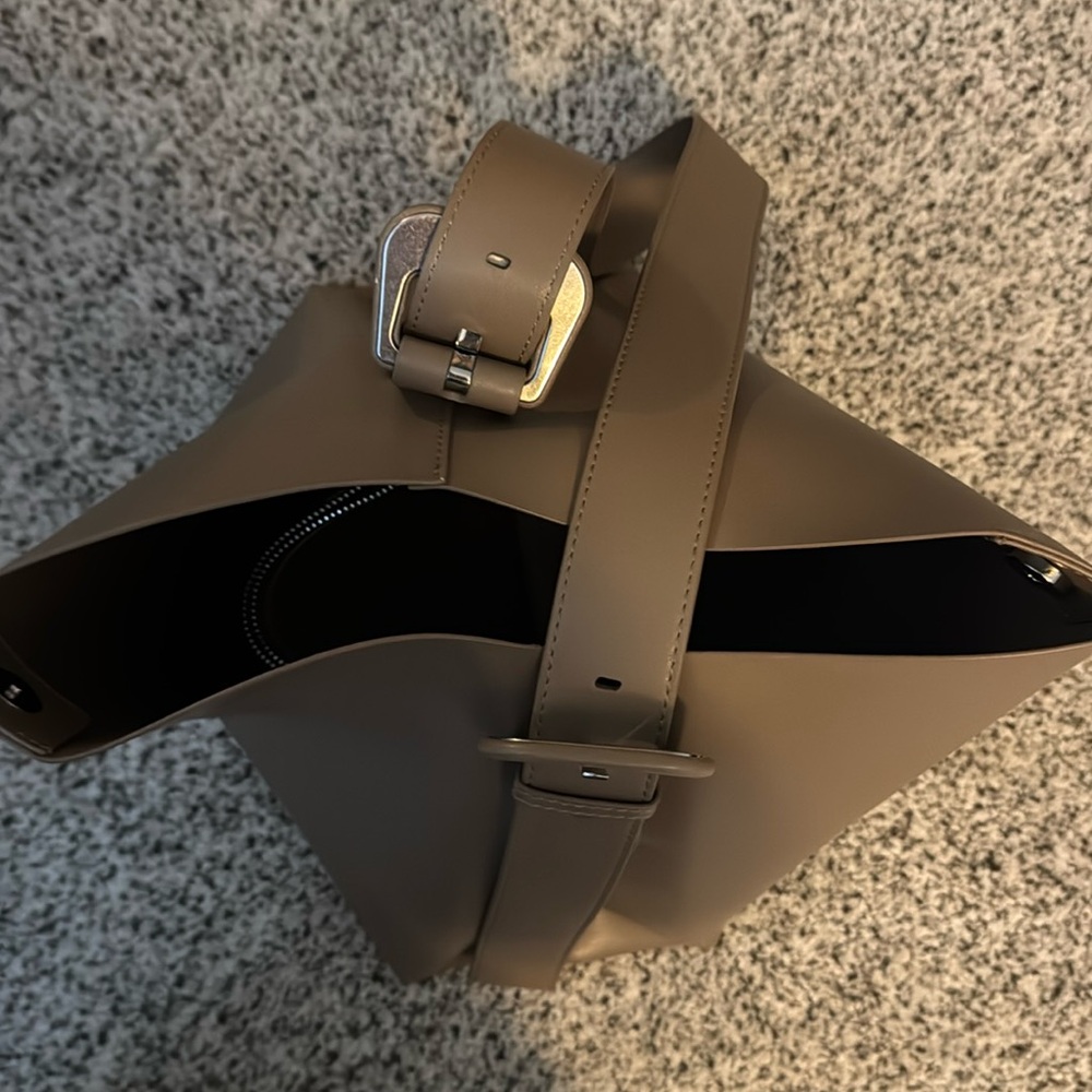 Faux leather beige tote bag